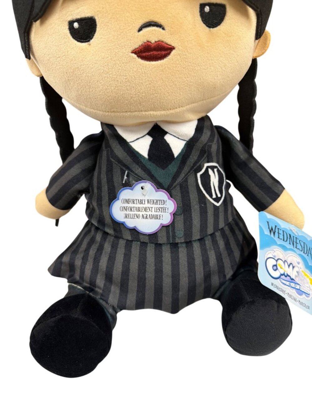 Wednesday Addams Plush Doll Comfortably Weighted Stripe Outfit 12" Soft Toy For - Picture 5 of 8